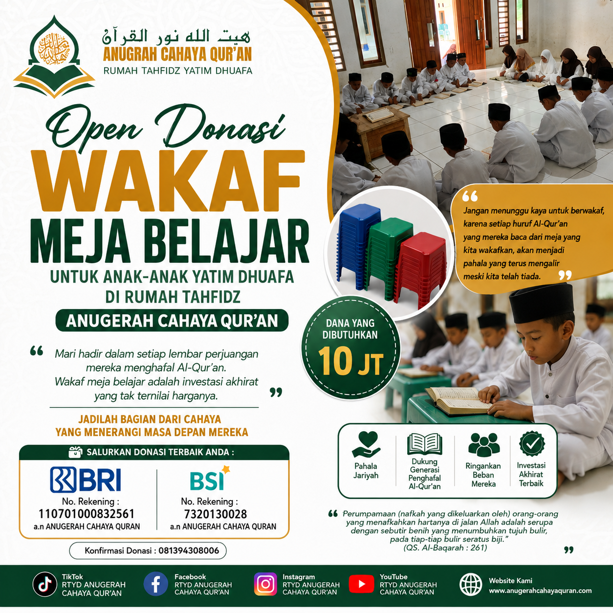 Program Wakaf Meja Ngaji untuk Penghafal Al-Qur'an