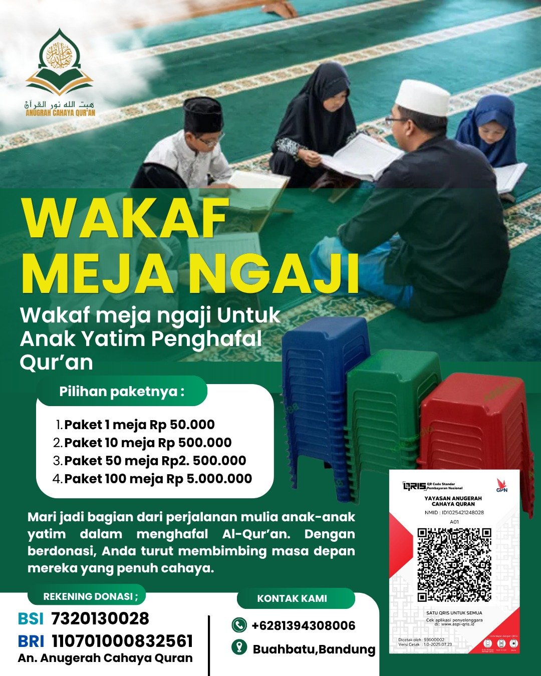 Program Wakaf Meja Ngaji untuk Penghafal Al-Qur'an